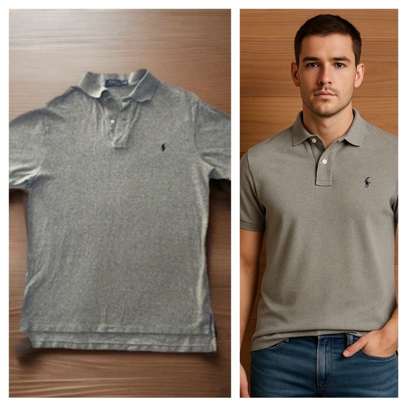 Polo Ralph Lauren Gray Polo Shirt LT 100% Cotton Tall Preppy Quiet Luxury - Picture 1 of 8